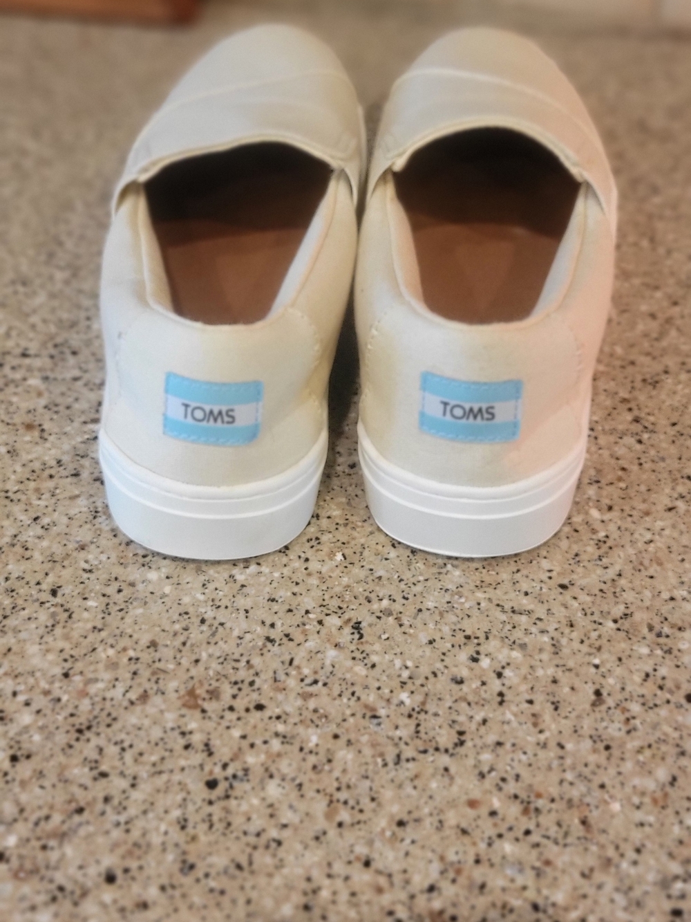 TOMS White Slip-On Sneakers with Natural Canvas Upper